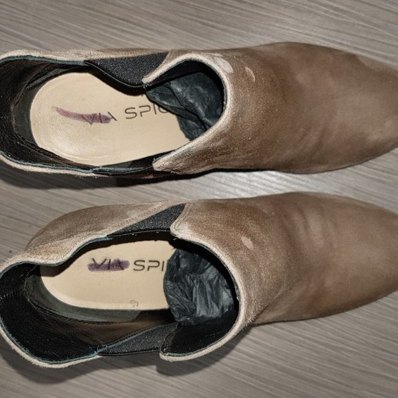 Via Spiga 'Kenzie' Wedge Bootie Sand Suede Womens Size 5.5 / 35.5 - Picture 6 of 8